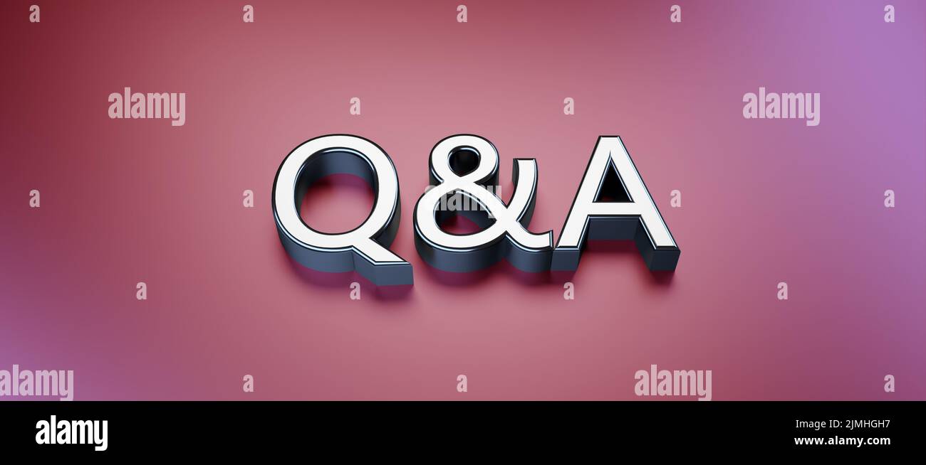 Symbole de Q&A comme texte de bannière - 3D Illustration Banque D'Images