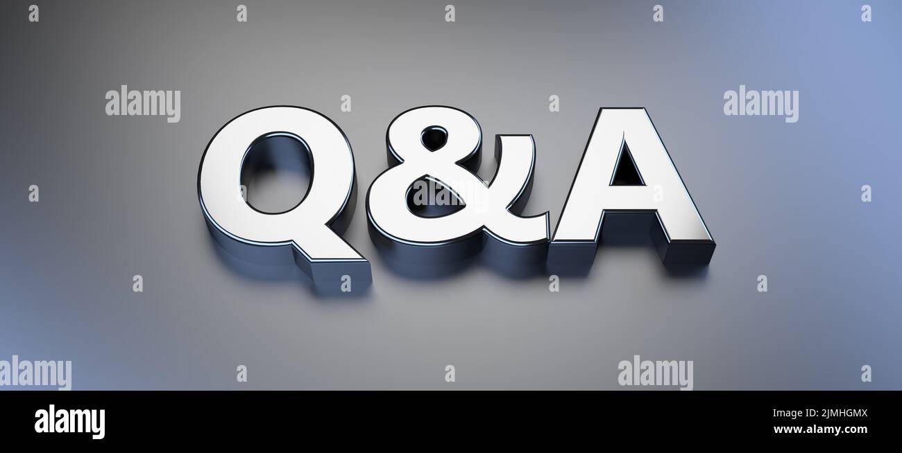 Symbole de Q&A comme texte de bannière - 3D Illustration Banque D'Images