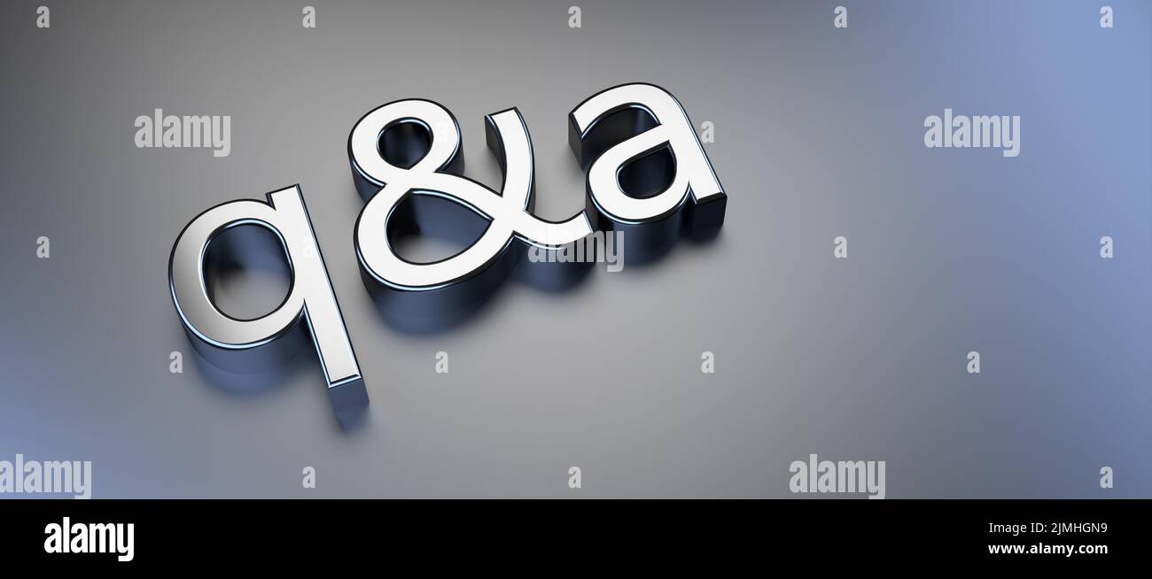 Symbole de Q&A comme texte de bannière - 3D Illustration Banque D'Images