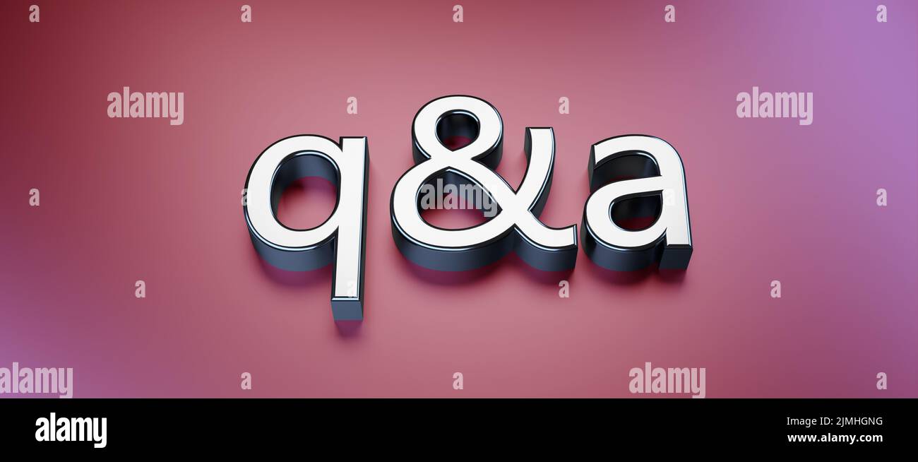 Symbole de Q&A comme texte de bannière - 3D Illustration Banque D'Images