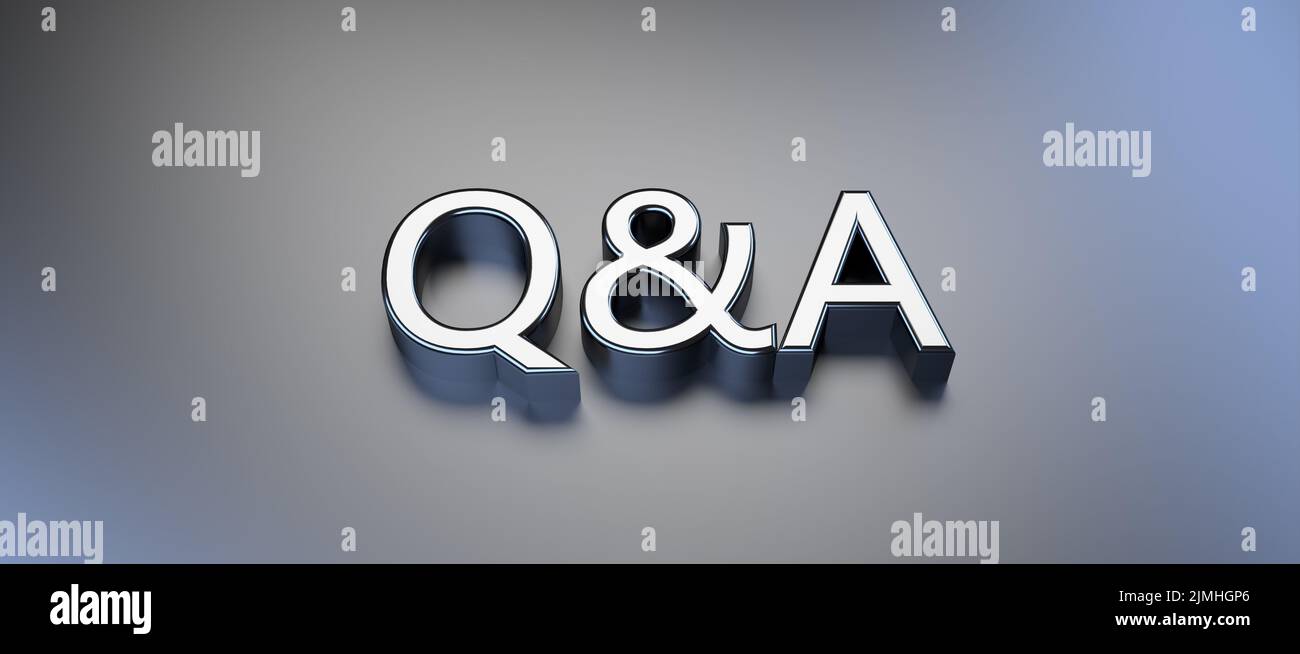 Symbole de Q&A comme texte de bannière - 3D Illustration Banque D'Images