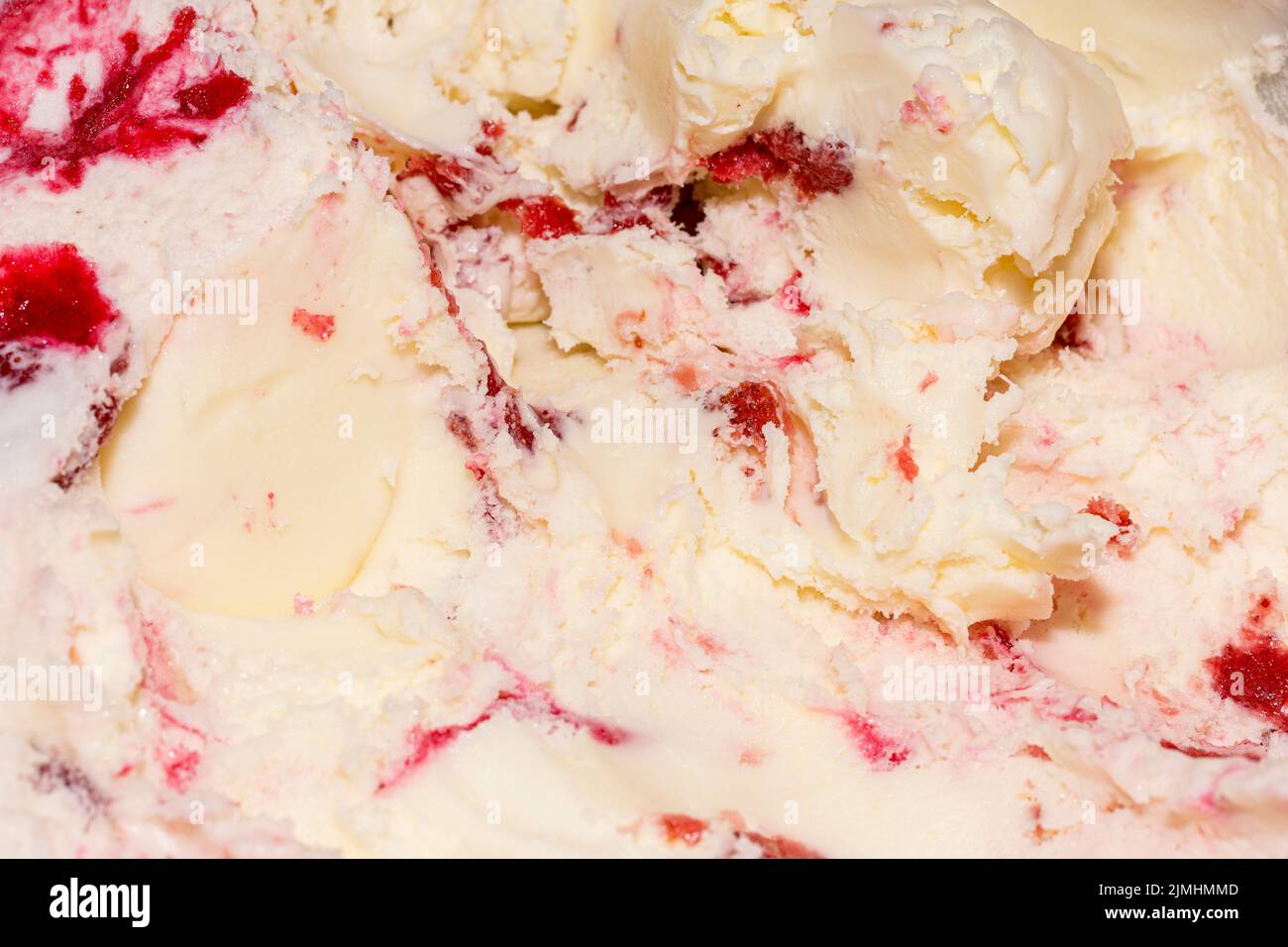 Crème glacée très rapprochée avec fraises à la vanille Banque D'Images