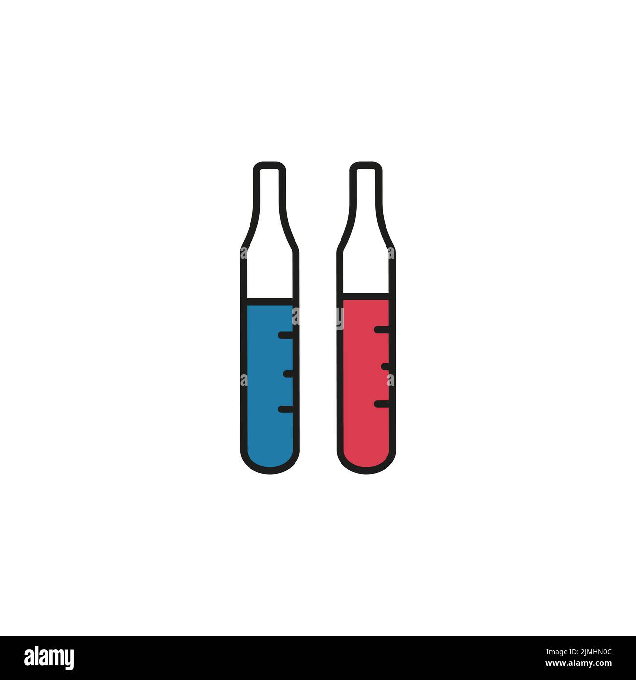Illustration vectorielle de la ligne des tubes à essai en verre. Conteneur de laboratoire en verre pour expériences et analyses. Matériel chimique médical ou scientifique Illustration de Vecteur