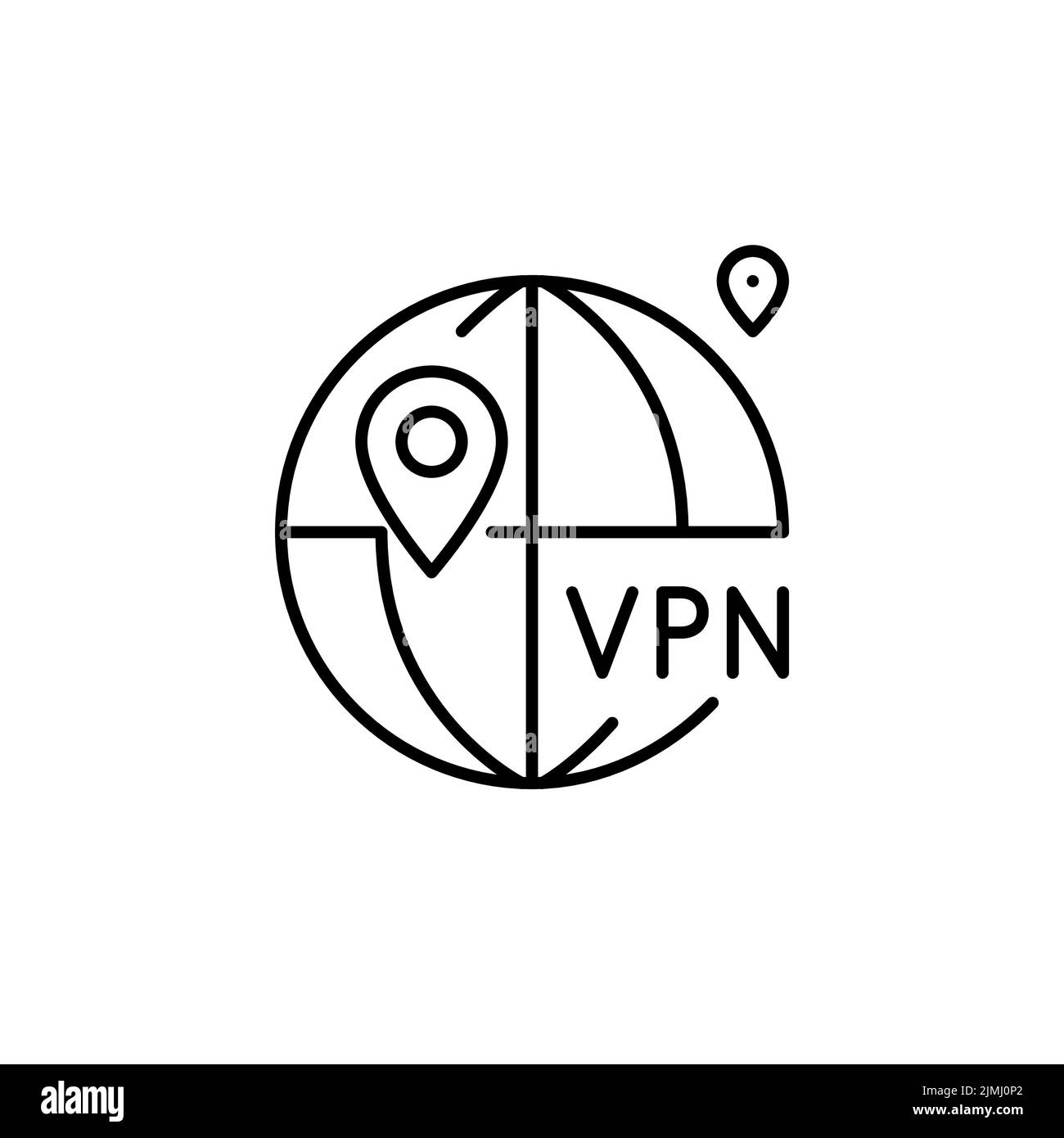 Service VPN international. Emplacement global de la carte. Pixel parfait, contour modifiable Illustration de Vecteur