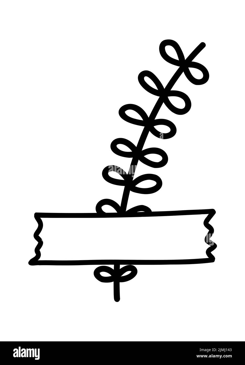 Éléments floraux Doodle pour journal Bullet. Feuilles scellées avec du ruban adhésif Illustration de Vecteur