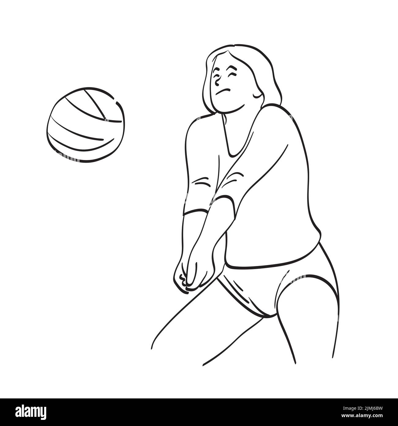 line art femme joueur professionnel de volley illustration vecteur main dessiné isolé sur fond blanc Illustration de Vecteur