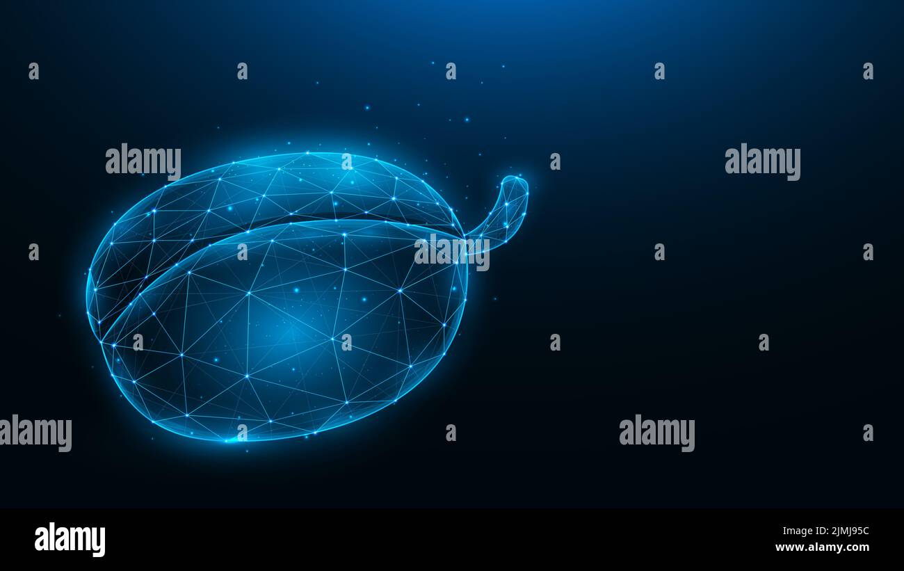 Illustration polygonale du vecteur Plum. Fruit de style poly bas. Bannière abstraite, modèle ou arrière-plan Banque D'Images