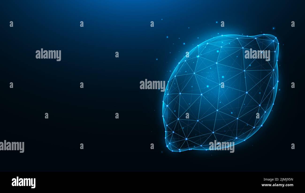 Illustration polygonale vectorielle d'un citron. Fruit de style poly bas. Bannière abstraite, modèle ou arrière-plan. Banque D'Images