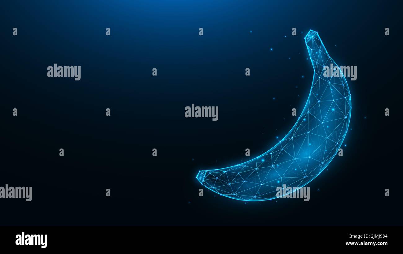 Illustration polygonale vectorielle d'une banane. Fruit de style poly bas. Bannière abstraite, modèle ou arrière-plan Banque D'Images