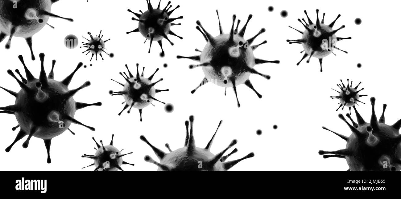 Contexte du virus Corona, concept de risque pandémique. 3D illustration Banque D'Images