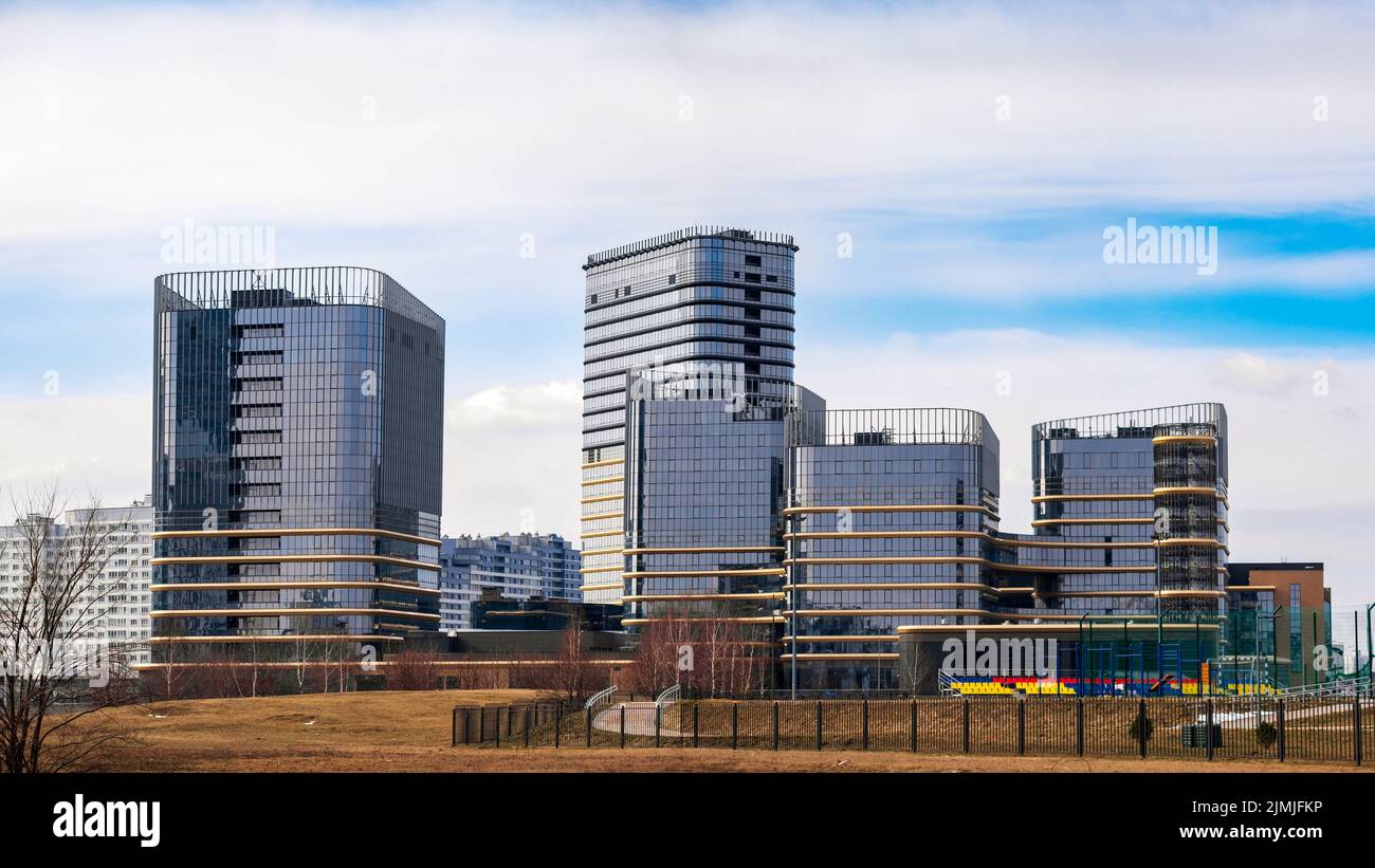 Hôtel et complexe d'affaires sur l'avenue Pobediteley à Minsk Banque D'Images