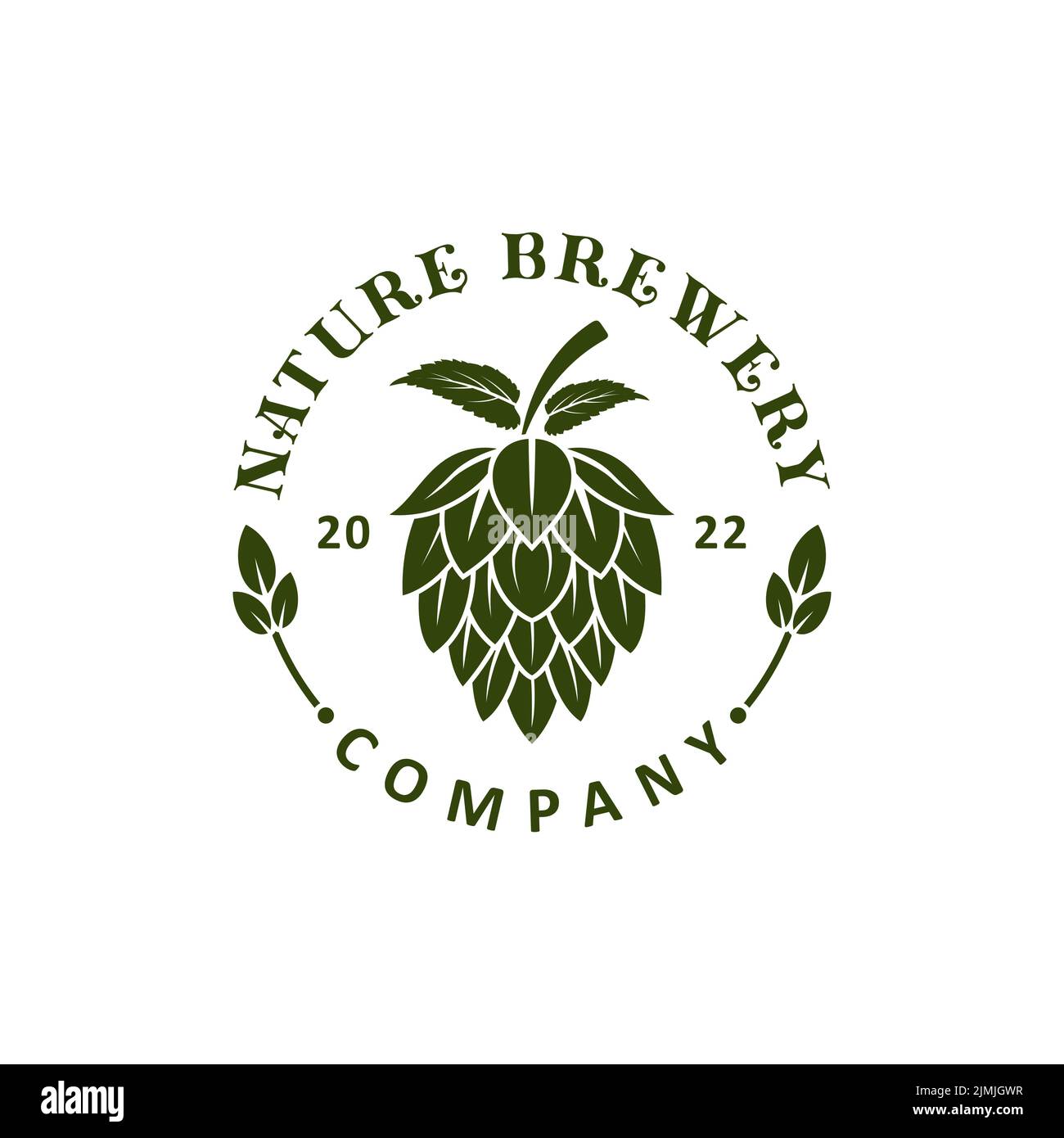 Hops Flower Stamp pour Brewing Company logo Design Illustration de Vecteur