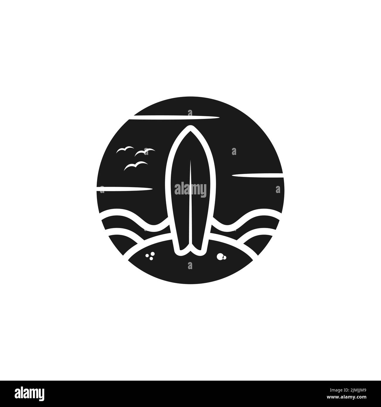 Surf Board Sea Wave, pour les vacances icône logo Illustration de Vecteur