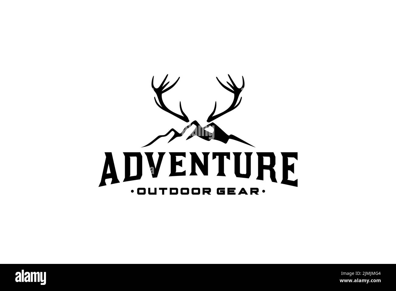 Logo Mountain and Deer Antler pour Adventure Outdoor Gear Brand Design inspiration Illustration de Vecteur