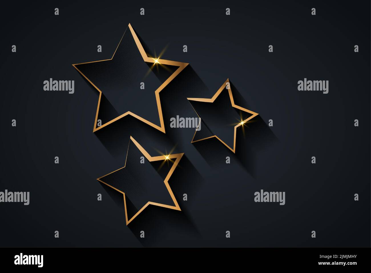 Modèle de RÉCOMPENSE Gold STAR. Cérémonie de don. Le concept du prix Golden Stars, icône de la statue de Silhouette. Film et symbole du cinéma, Banner Academy Award Illustration de Vecteur