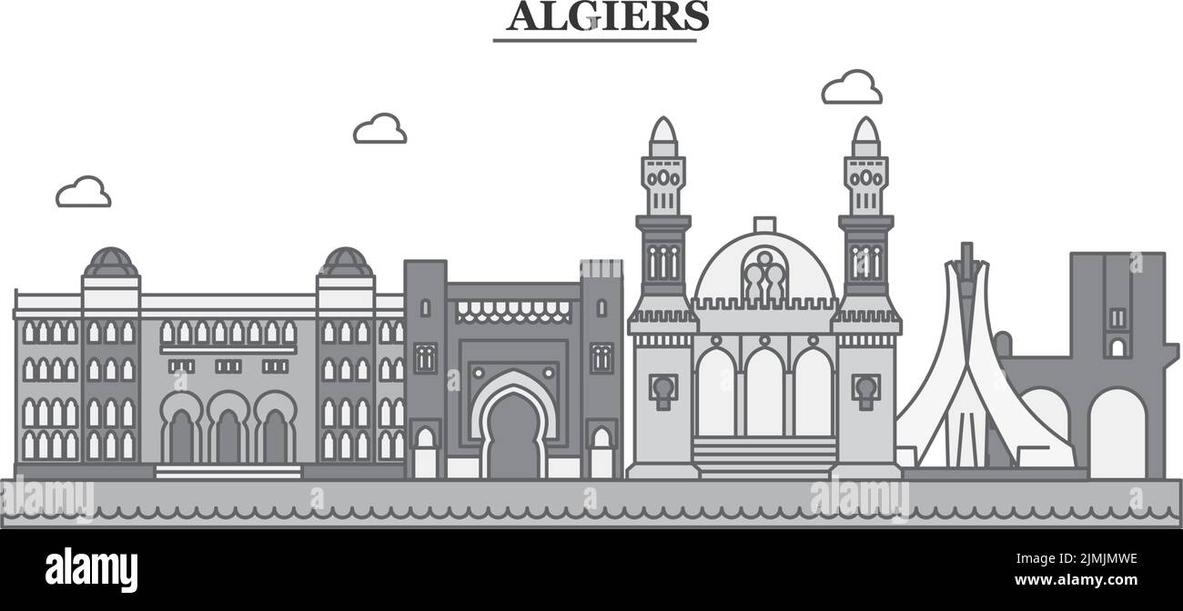 Illustration vectorielle isolée de la ville d'Alger, icônes Illustration de Vecteur