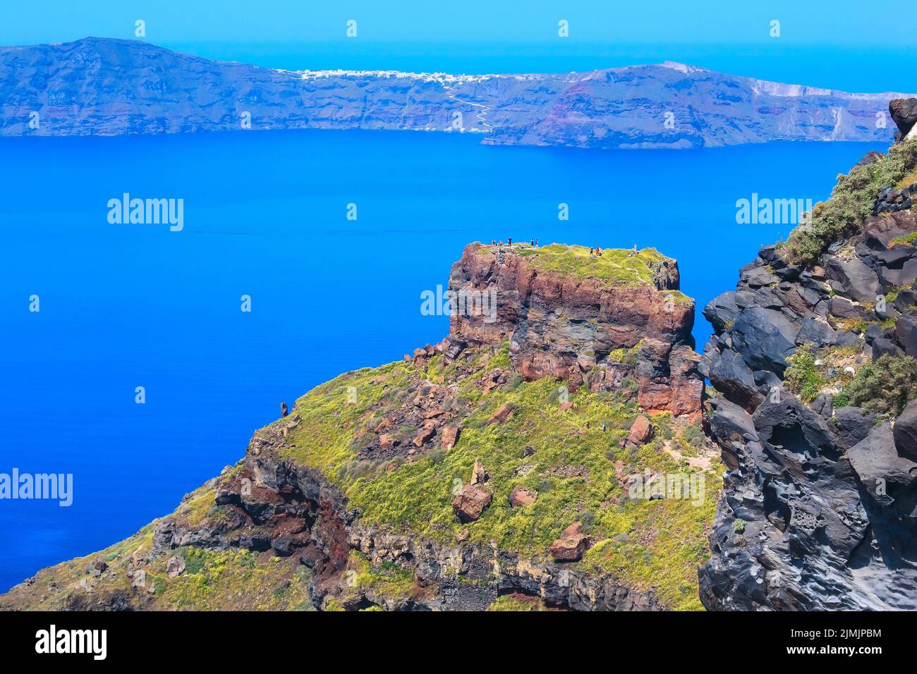 Santorini Skaros rock et caldera, Grèce Banque D'Images