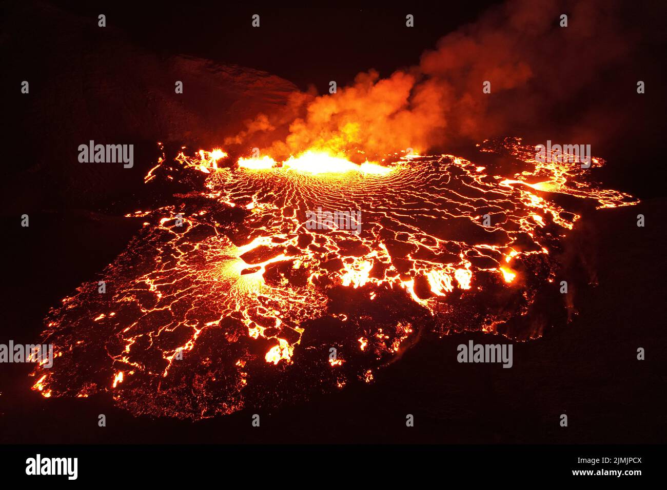 Volcan Meradalir 2022, éruption volcanique en Islande Banque D'Images