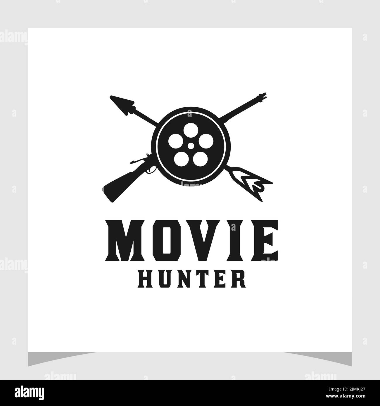 Bobine de film avec flèche et pistolet pour la production de film de la faune logo Illustration de Vecteur