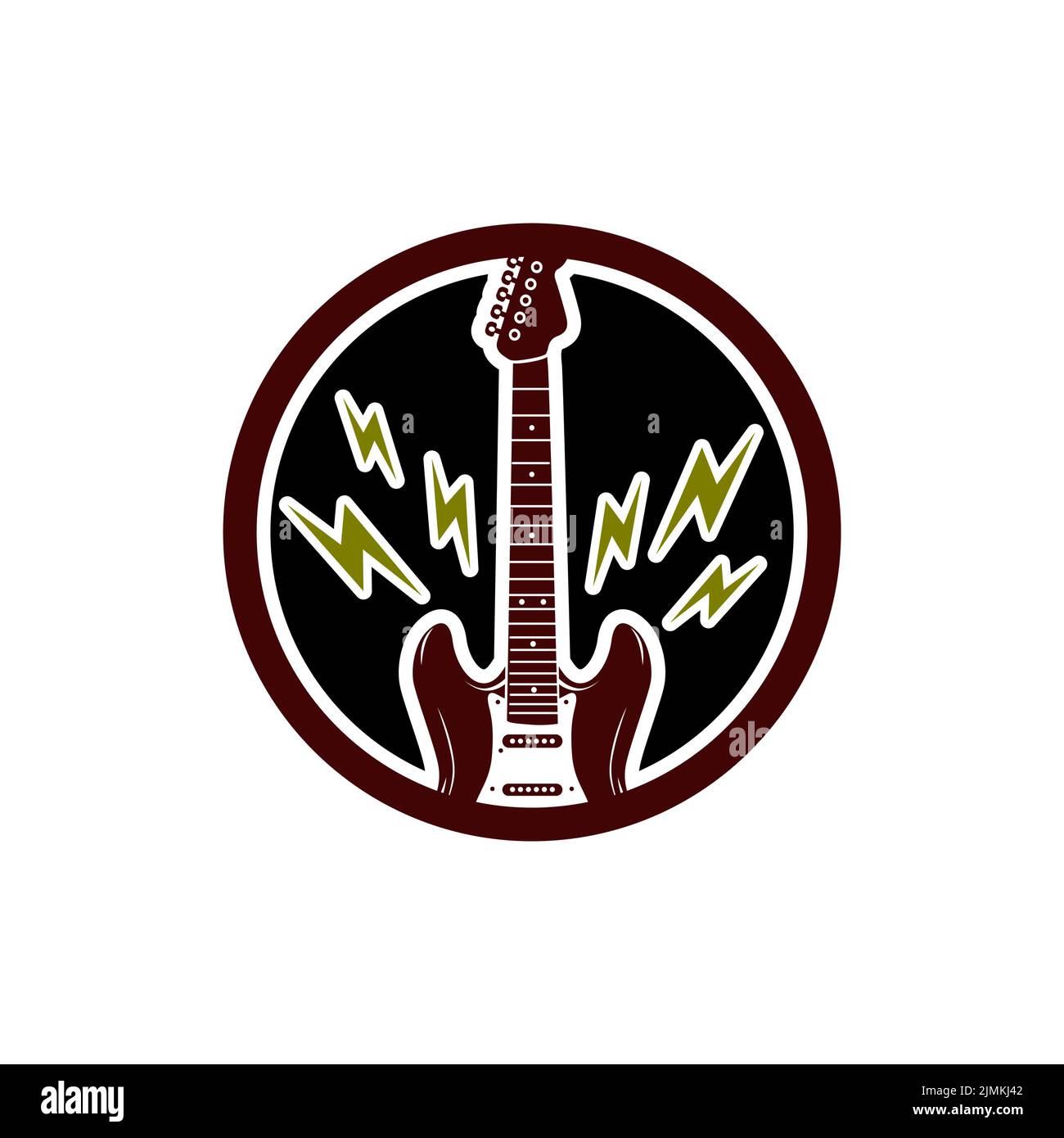 Guitare électrique avec icône électrique pour Rockstar Band concert guitariste logo Vector Design Illustration de Vecteur