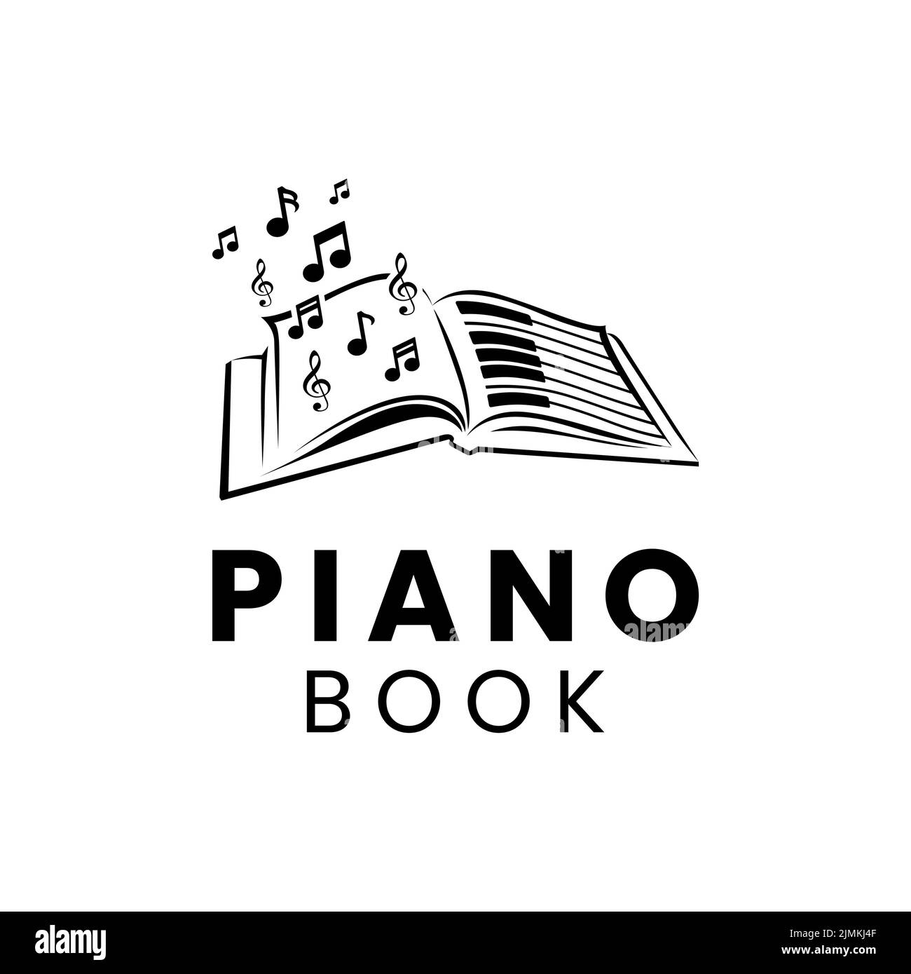 Design du logo de l'instrument de musique Book Tone et Piano Keys Illustration de Vecteur