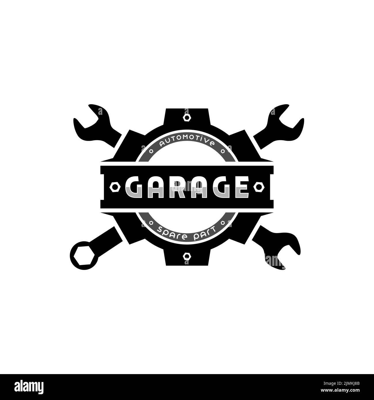 Équipement et clé pour atelier logo garage inspiration design Illustration de Vecteur