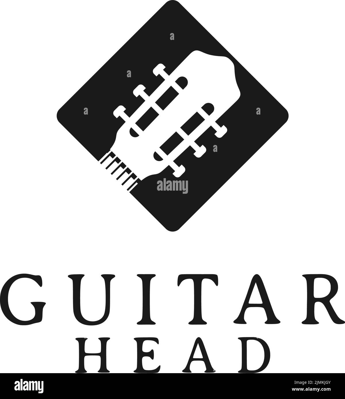 Design du logo Acoustic Guitar Head Illustration de Vecteur