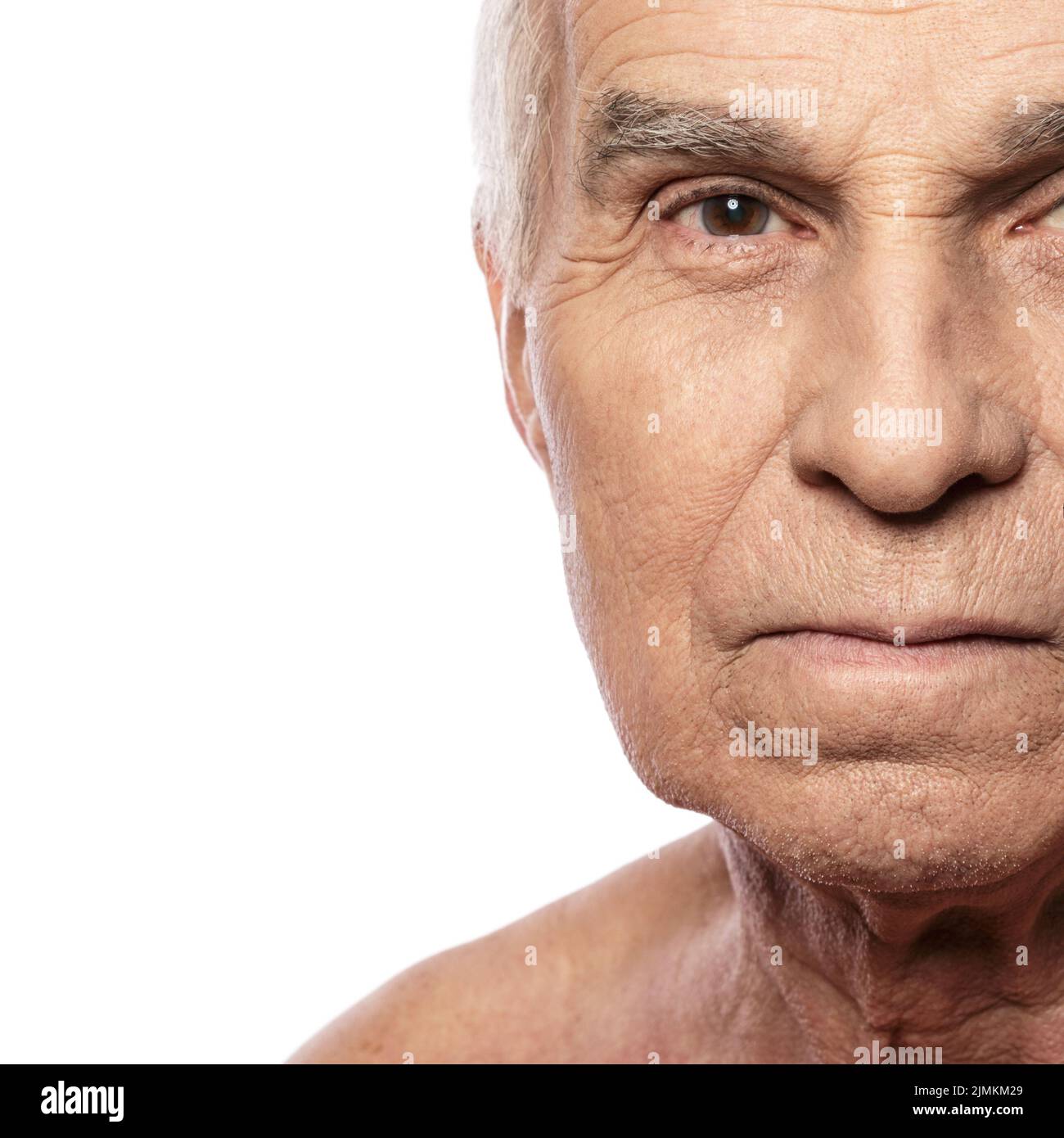 Portrait of senior man on white background Banque D'Images