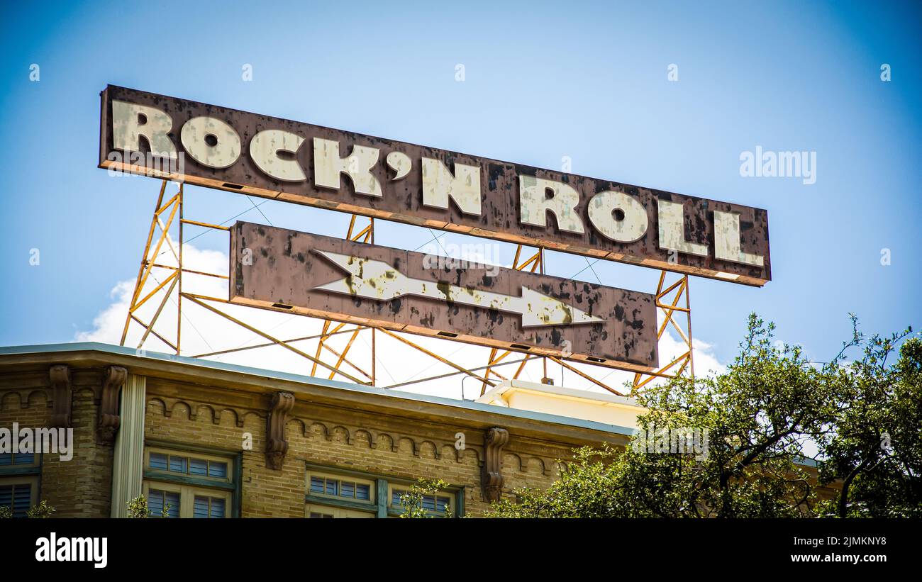 Plaque de rue de Rockn Roll Banque D'Images