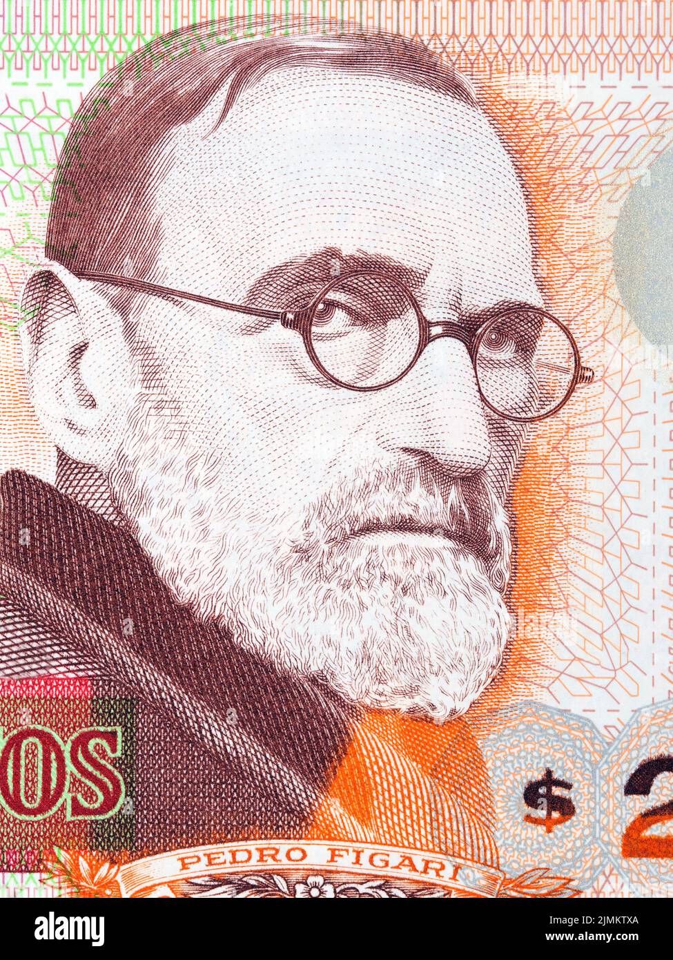 Portrait de Pedro Figari en pesos uruguayens Banque D'Images