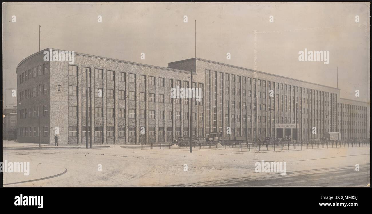 Poelzig Hans (1869-1936), Maison de la radio, Berlin (1928-1930) : projet d'exécution, vue de Masurenallee. Photo sur carton, 80,9 x 159,5 cm (y compris les bords de numérisation) Banque D'Images