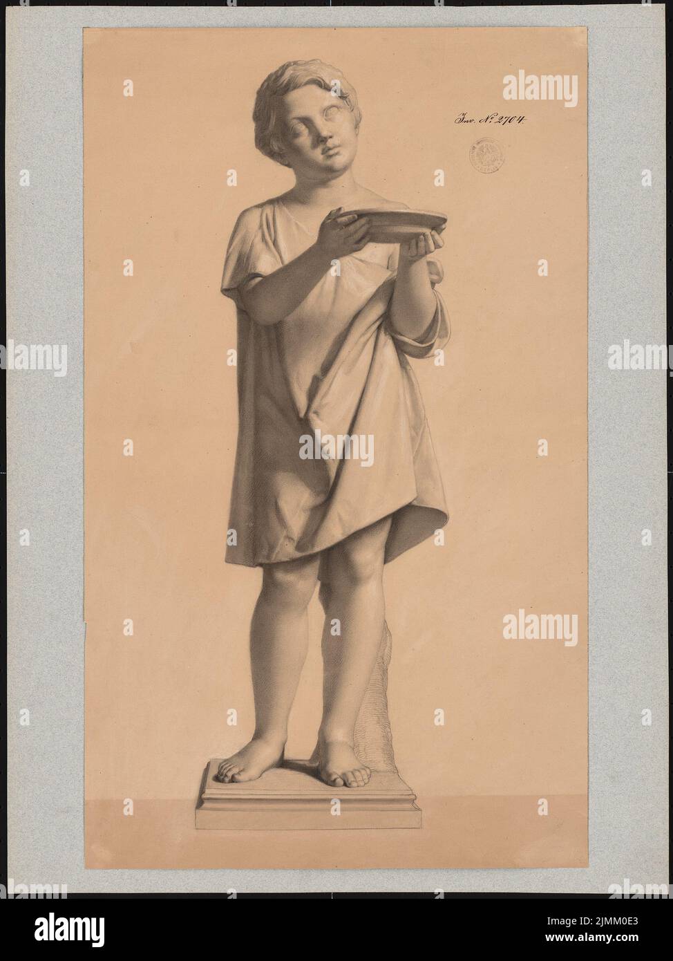 Daege Eduard (1805-1883), dessins de figures (1826-1829): Figure féminine. Charbon sur carton, 63,7 x 47,7 cm (y compris les bords de numérisation) Banque D'Images