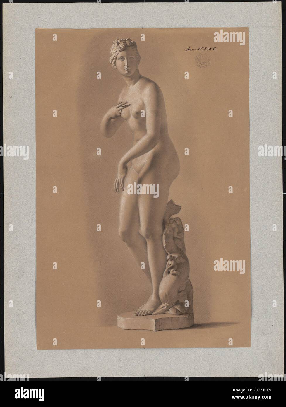 Daege Eduard (1805-1883), dessins de figures (1826-1829): Figure féminine. Charbon sur carton, 63,9 x 48 cm (y compris les bords de numérisation) Banque D'Images
