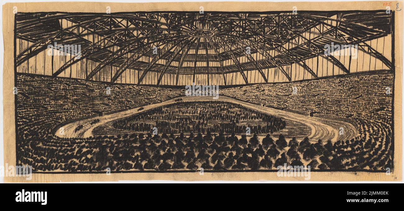 Poelzig Hans (1869-1936), Sporthalle, Berlin (17 mai) : perspective intérieure. Charbon sur transparent, 50 x 110 cm (y compris les bords du balayage) Banque D'Images