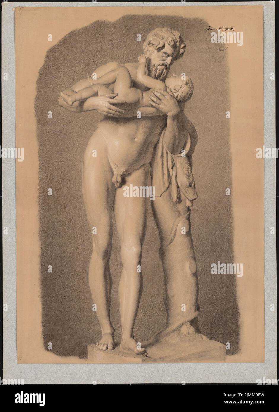 Daege Eduard (1805-1883), dessins de figures (1826-1829): Figure masculine. Charbon sur carton, 65,9 x 47,7 cm (y compris les bords de numérisation) Banque D'Images