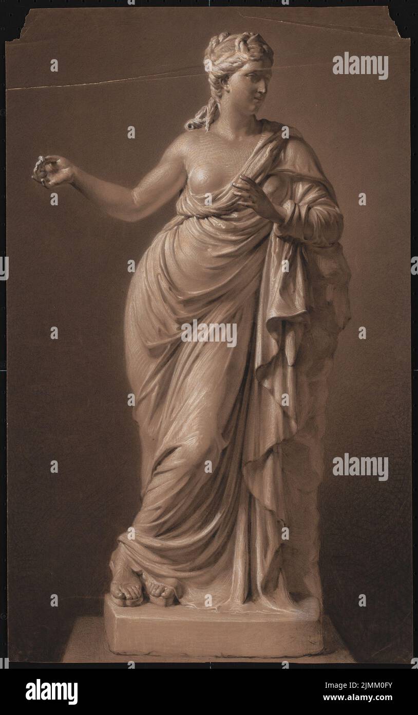 Daege Eduard (1805-1883), dessins de figures (1826-1829) : vue d'une sculpture. Charbon sur carton, 57,9 x 36,2 cm (y compris les bords de numérisation) Banque D'Images
