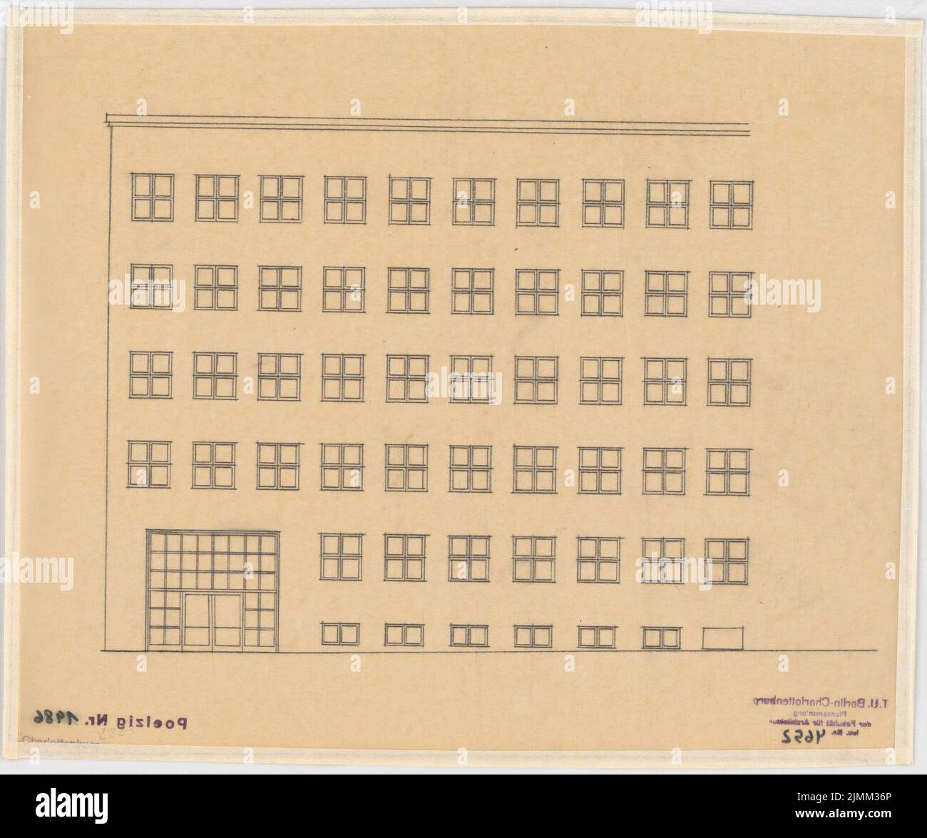 Poelzig Hans (1869-1936), Maison de la radio, Berlin (1928-1930): Projet d'exécution, vue partielle 1: 100. Crayon sur transparent, 30,1 x 36 cm (y compris les bords de numérisation) Banque D'Images