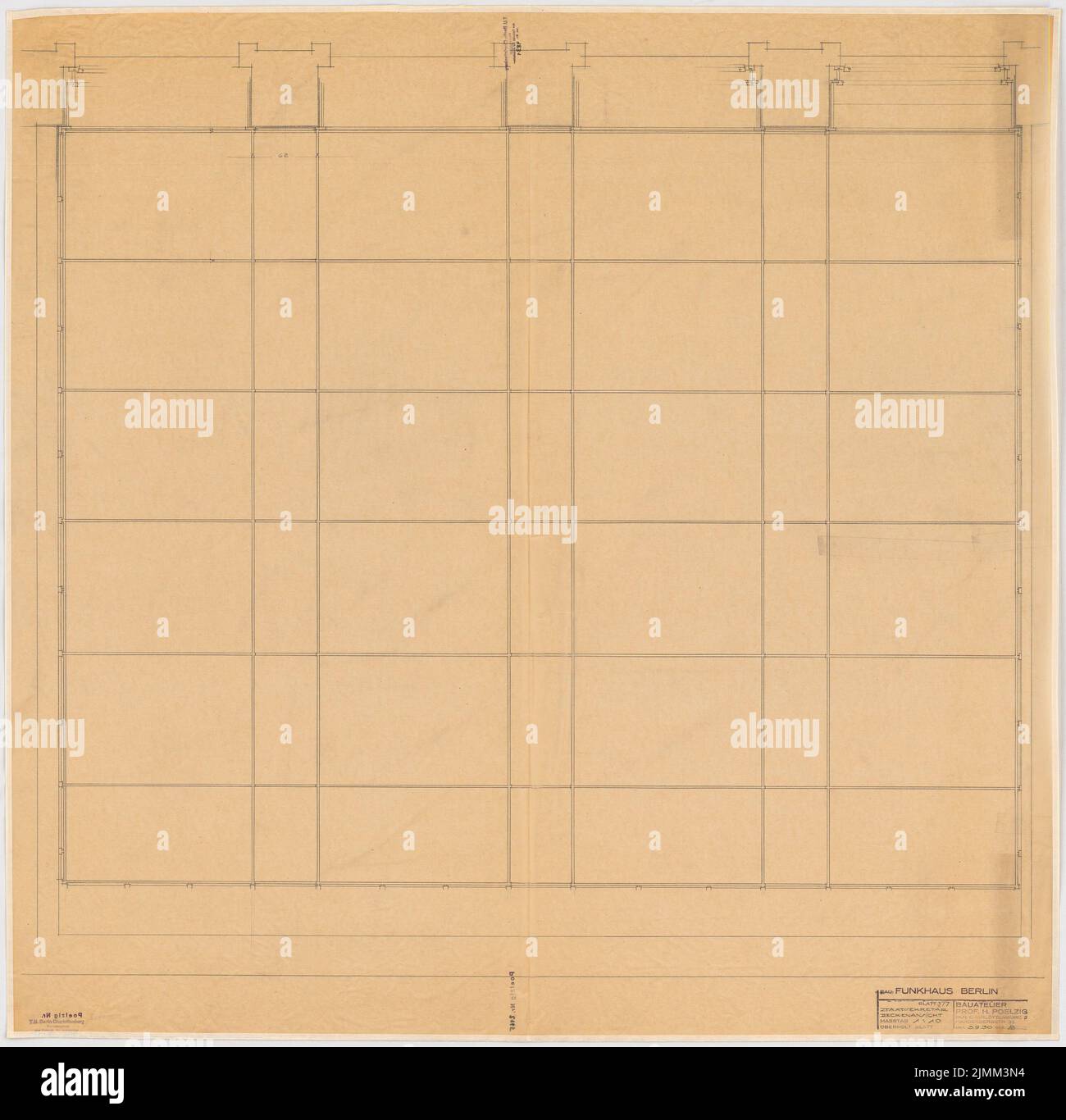 Poelzig Hans (1869-1936), Haus des Rundfunk, Berlin (03.09.1930): Projet d'exécution, salle Secrétaire d'Etat, vue plafond 1:10. Crayon sur transparent, 102,7 x 104,6 cm (y compris les bords de numérisation) Banque D'Images