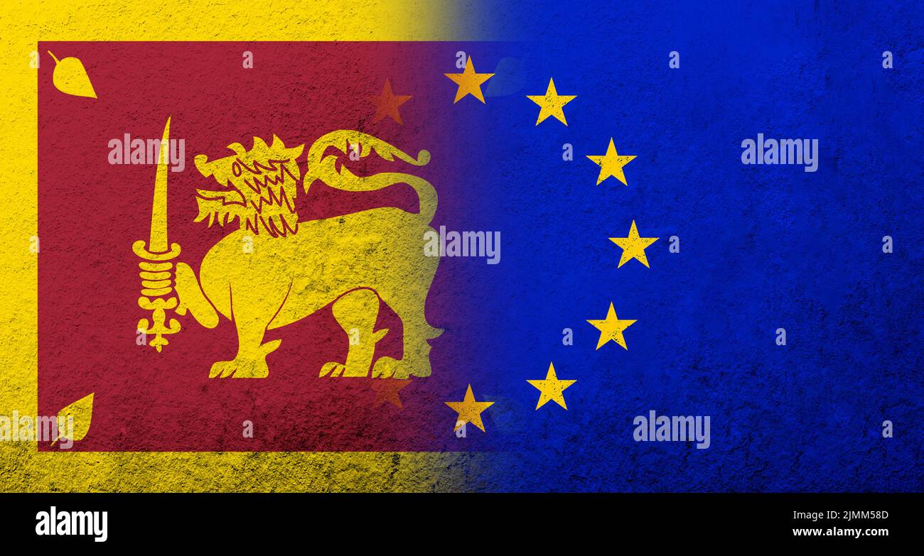 Drapeau de l'Union européenne avec le drapeau national du Sri Lanka. Grunge Backgroundjpg Banque D'Images