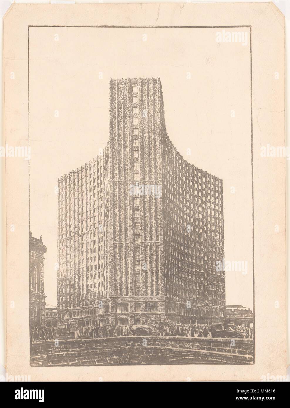 Poelzig Hans (1869-1936), tour en hauteur à la gare Friedrichstraße, Berlin (env 1921) : point de vue en perspective D, solution B (à partir du n° d'inventaire 2809). Impression, 40,4 x 30,7 cm (y compris les bords de numérisation) Banque D'Images