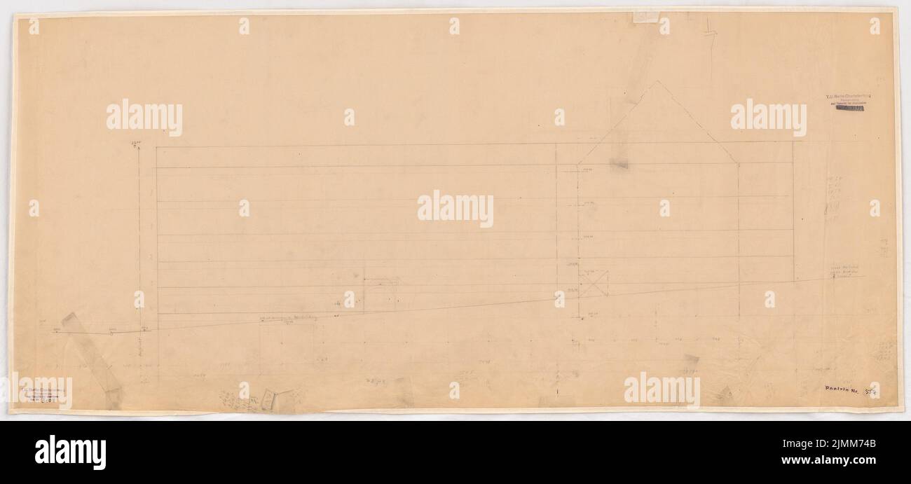 Poelzig Hans (1869-1936), Sigmund Goeritz AG, Chemnitz (1924-1926) : phase de construction 1st, vue. Crayon sur transparent, 50,3 x 108,6 cm (y compris les bords de numérisation) Banque D'Images