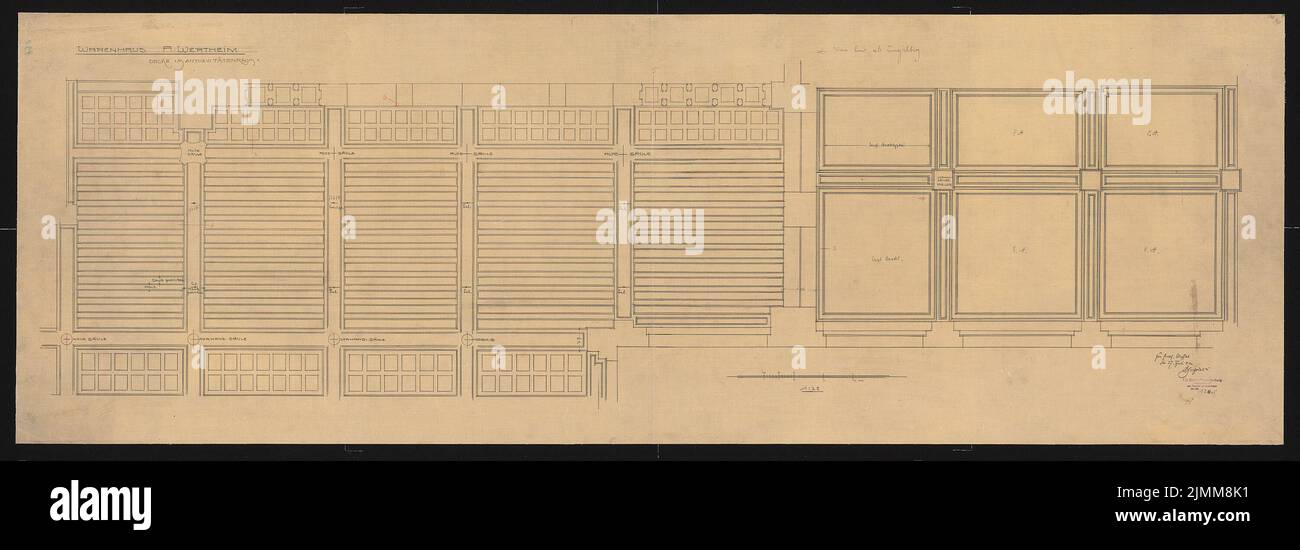 Messel Alfred (1853-1909), Wertheim, Leipziger Straße, Berlin. 3. Phase de construction: Salle antique: Plafond. Crayon sur transparent, 62,2 x 175,6 cm (bord de numérisation inclus). Banque D'Images