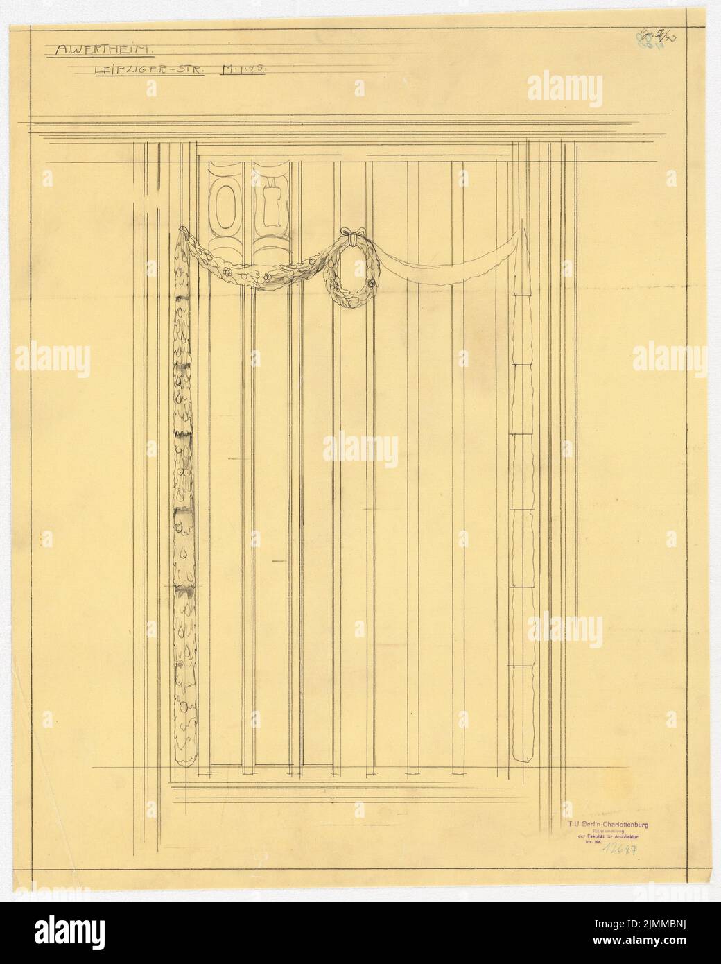 Messel Alfred (1853-1909), Wertheim, Leipziger Straße, Berlin. 2. Phase de construction (1899-1900), revêtement mural, 1:25, crayon sur transparent, tu UB Plan collection inv. N° 12687 Banque D'Images