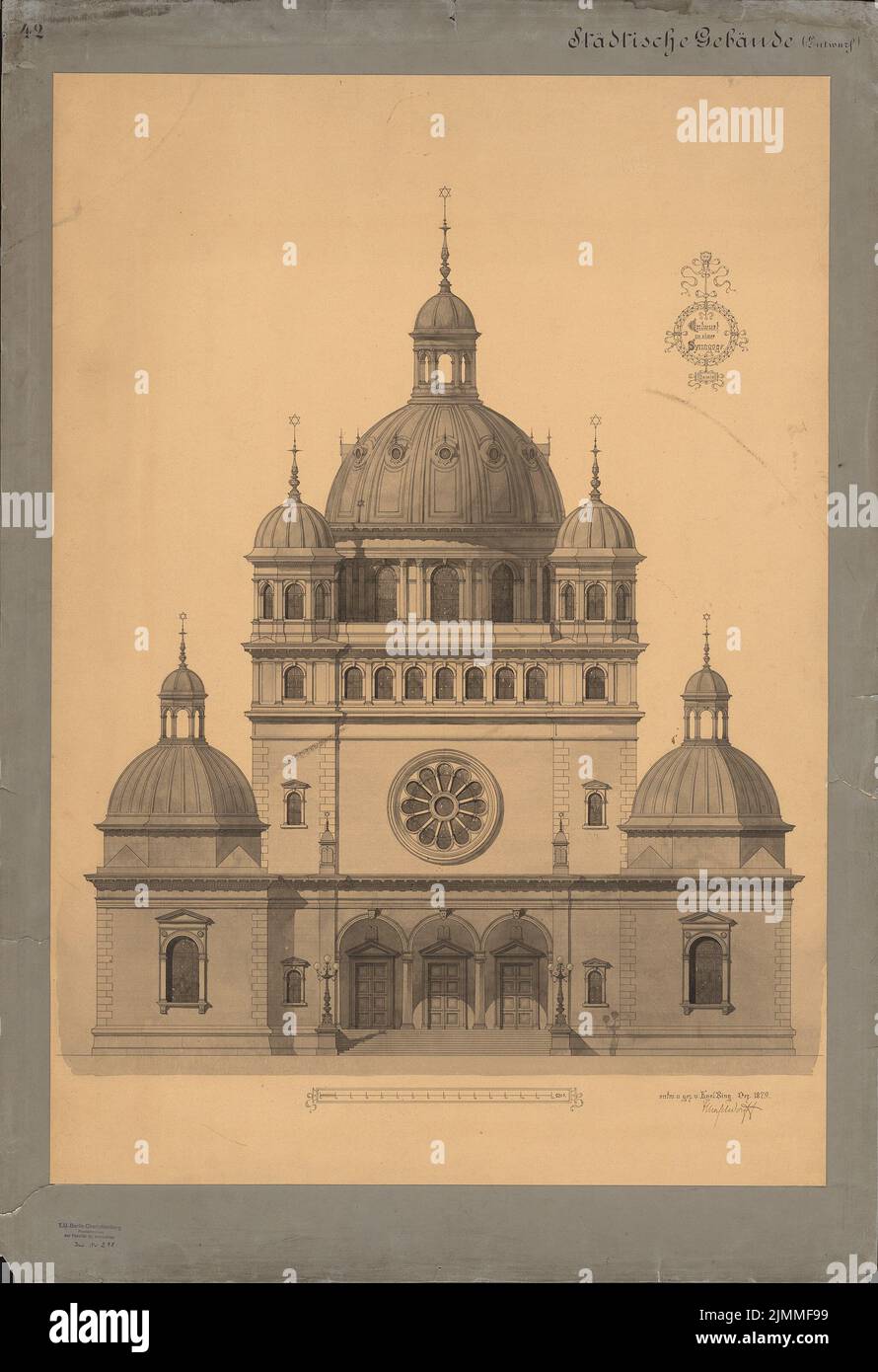 Bing Karl, Synagogue (1879): Vue. Tuche aquarelle sur la boîte, 109,2 x 74,8 cm (y compris les bords de numérisation) Banque D'Images