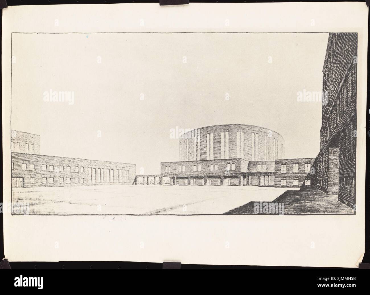 Poelzig Hans (1869-1936), Deutsches Sportforum, Berlin (1926): Perspective View of Ehrenhof position B (par Inv. N° 3344). Photo sur papier, 23,2 x 32 cm (bords de numérisation inclus) Banque D'Images