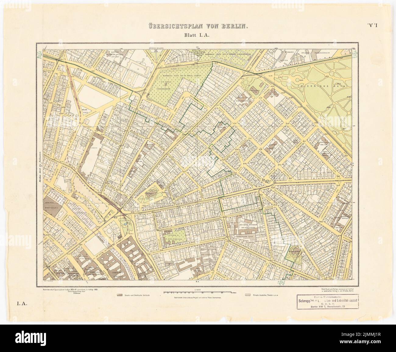 Architecte inconnu, Alexanderplatz à Berlin. Straubeplan (1908): Plan d'ensemble Blatt I A 1: 4000. Encre colorée, aquarelle, pression sur le papier, 42 x 51,2 cm (y compris les bords de numérisation) Banque D'Images