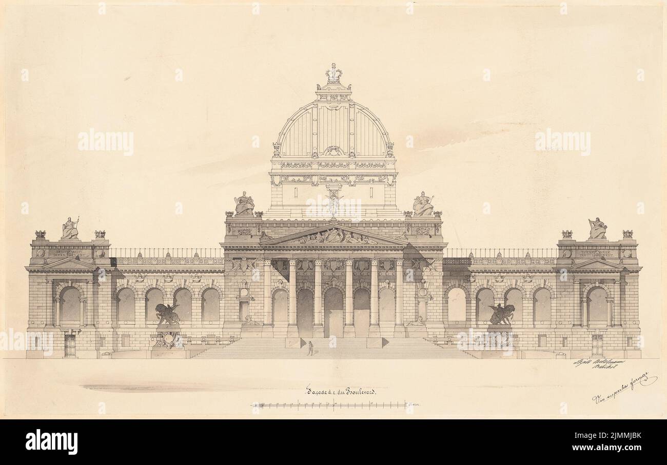 Neckelmann Skjold (1854-1903), Chambre des représentants à Bucarest (1890): Avis. Tuche aquarelle sur la boîte, 58,6 x 93,2 cm (y compris les bords de numérisation) Banque D'Images