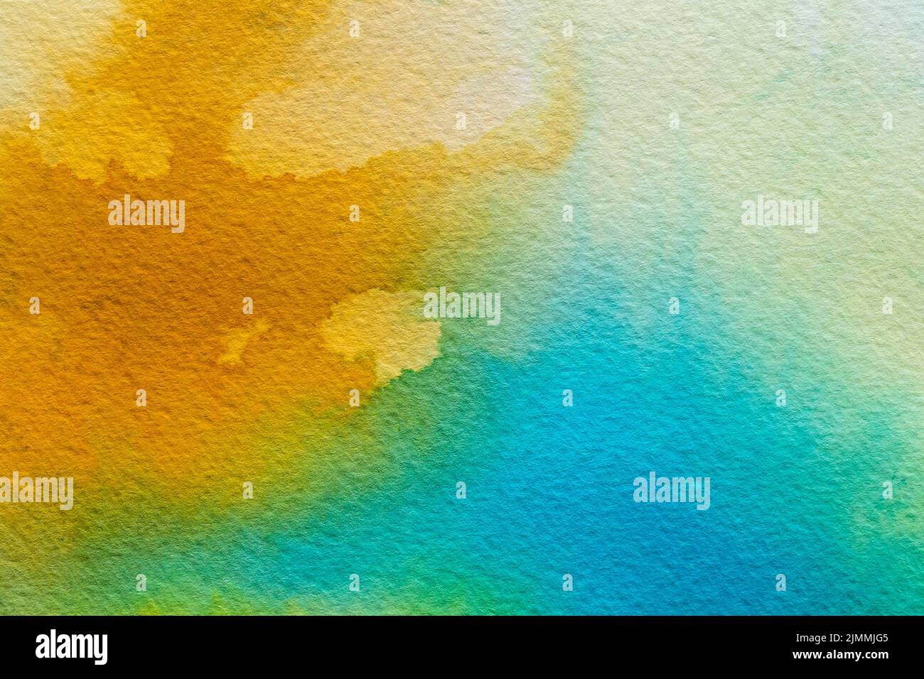 Aquarelle abstraite jaune bleu arrière-plan Banque D'Images