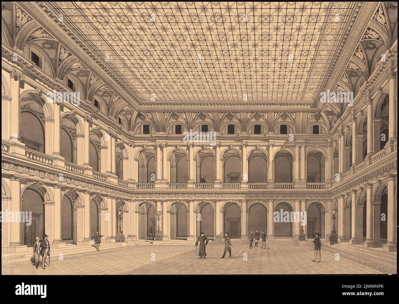 Orth août (1828-1901), cour couverte (sans l'année) : perspective de l'intérieur. Tuche aquarelle sur la boîte, 45,8 x 65,9 cm (y compris les bords de numérisation) Banque D'Images