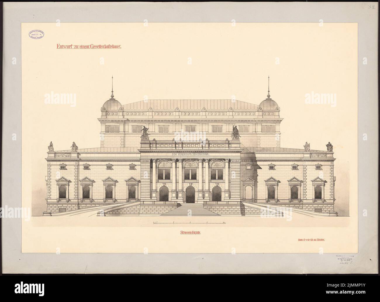 Boethke Julius (1864-1907), maison d'entreprise (1906) : façade de rue 1 : 100. Tuche aquarelle sur la boîte, 82,5 x 113,6 cm (y compris les bords de numérisation) Banque D'Images